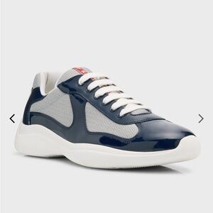 Prada Men's Unisex Navy and White Sneakers